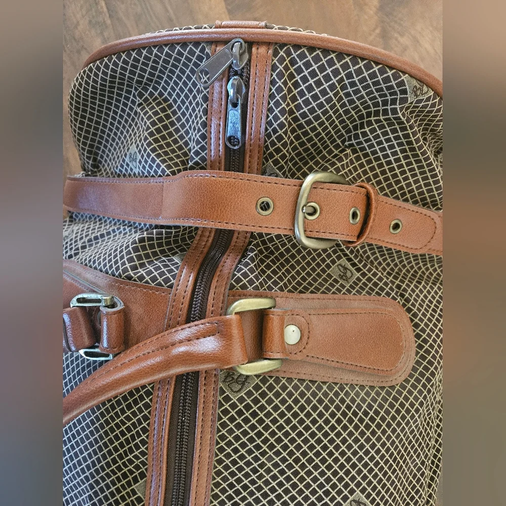 Bg Brown Leather Accent Travel Duffel Bag